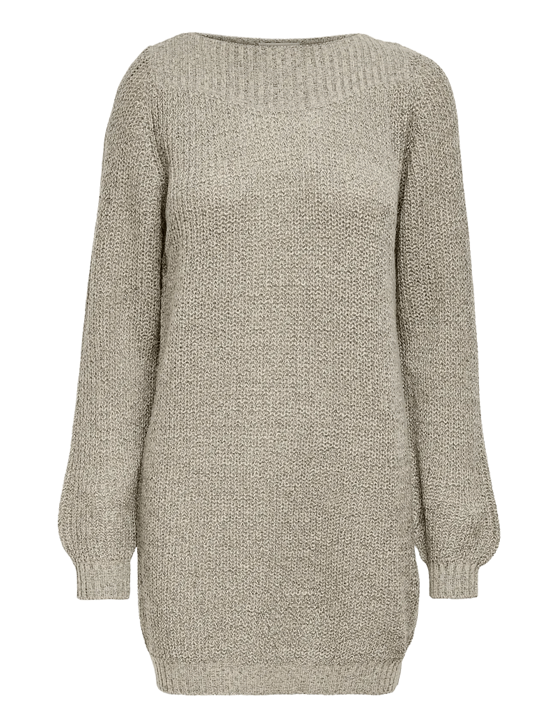 JDY - JDYWHITNEY MEGAN L/S BOAT DRESS KNT NOOS - knitted dresses - cement - 1