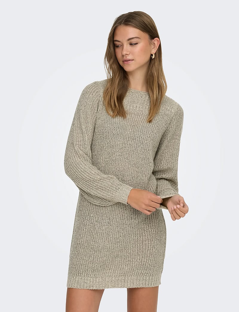 JDY - JDYWHITNEY MEGAN L/S BOAT DRESS KNT NOOS - knitted dresses - cement - 0