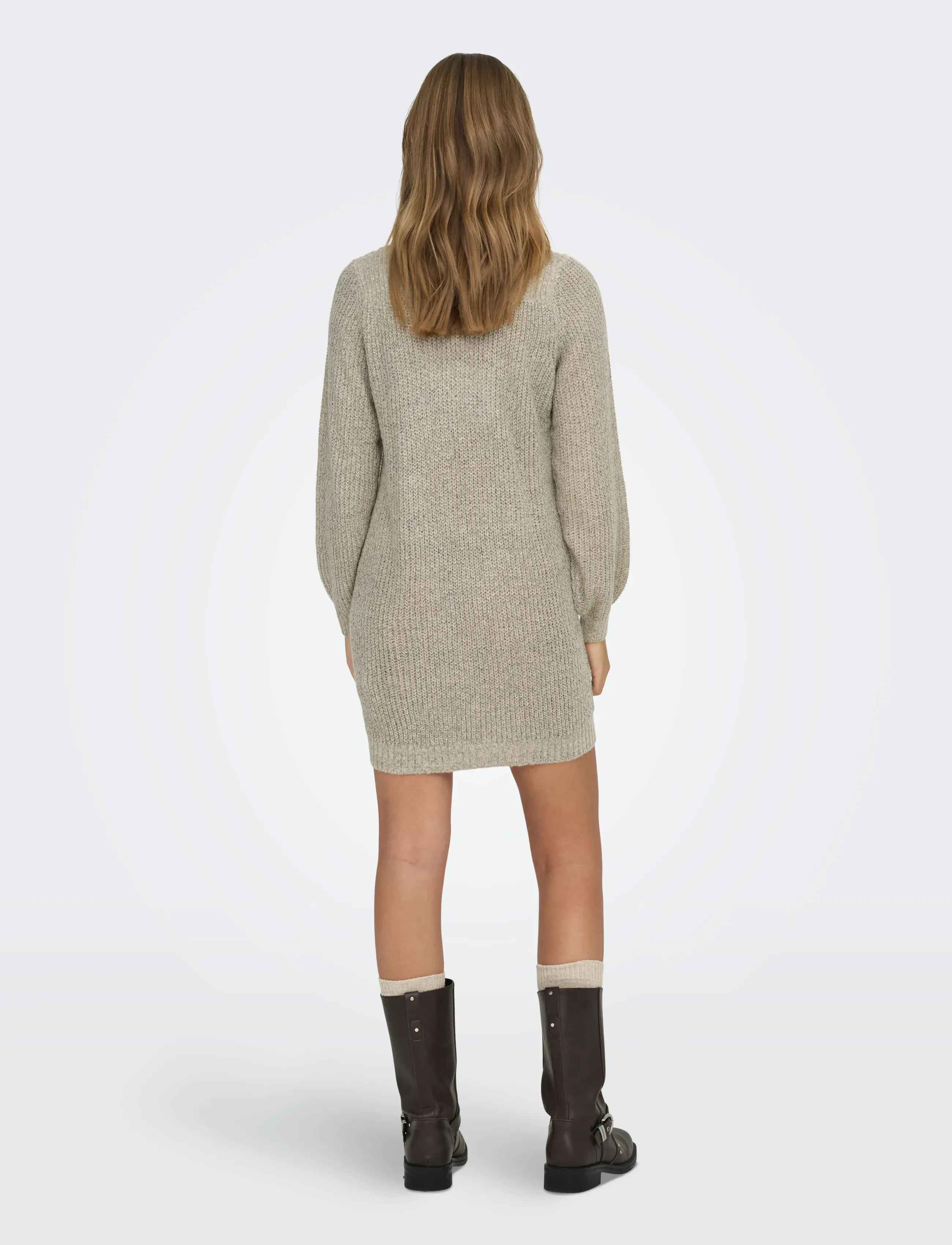 JDY - JDYWHITNEY MEGAN L/S BOAT DRESS KNT NOOS - knitted dresses - cement - 3
