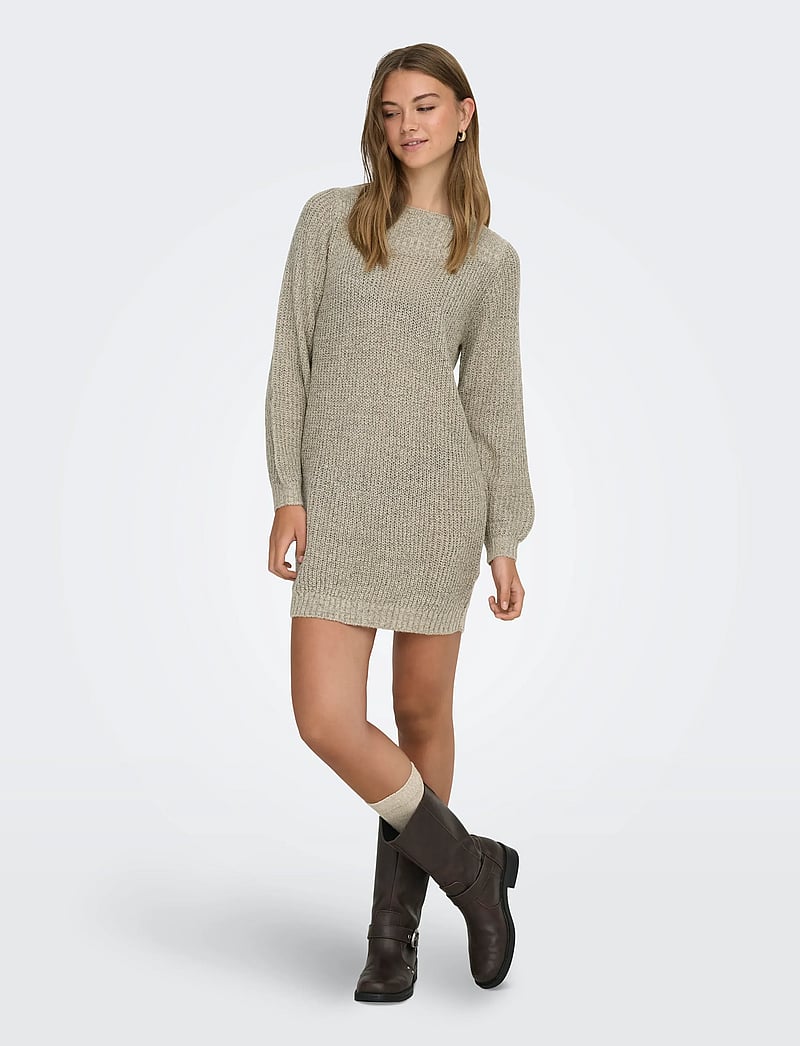 JDY - JDYWHITNEY MEGAN L/S BOAT DRESS KNT NOOS - knitted dresses - cement - 4