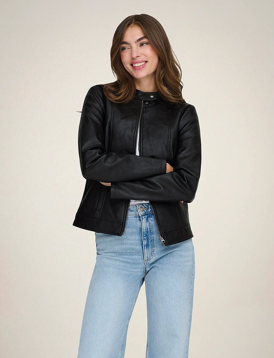 JDY - JDYEMILY FAUX LEATHER JACKET OTW NOOS - frühlingsjacken - black - 0