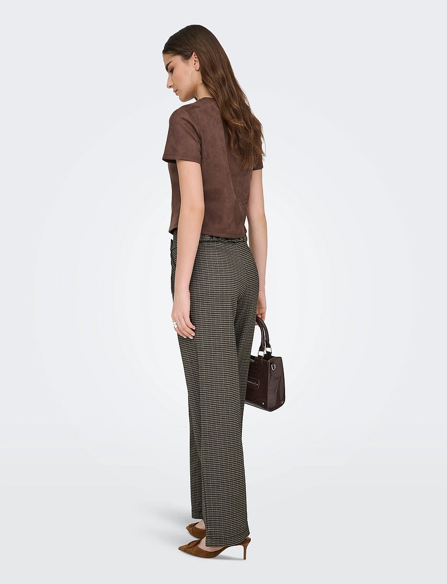 JDY - JDYGEGGO MIA LONG CHECK PANT JRS NOOS - pantalons larges - cobblestone - 3