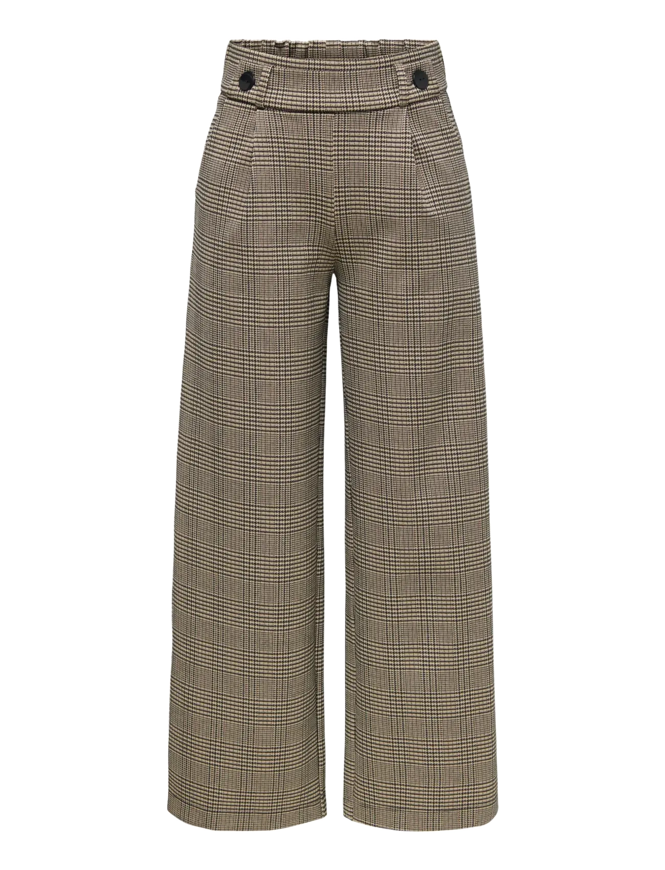 JDY JDYGEGGO MIA LONG CHECK PANT JRS NOOS - Hosen mit weitem Bein - SANDSHELL / beige