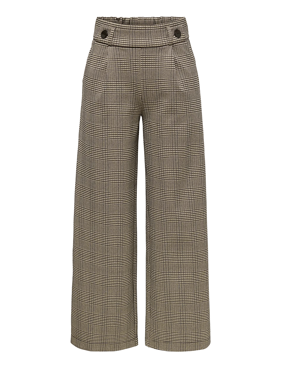 JDY - JDYGEGGO MIA LONG CHECK PANT JRS NOOS - bukser med brede ben - sandshell - 1