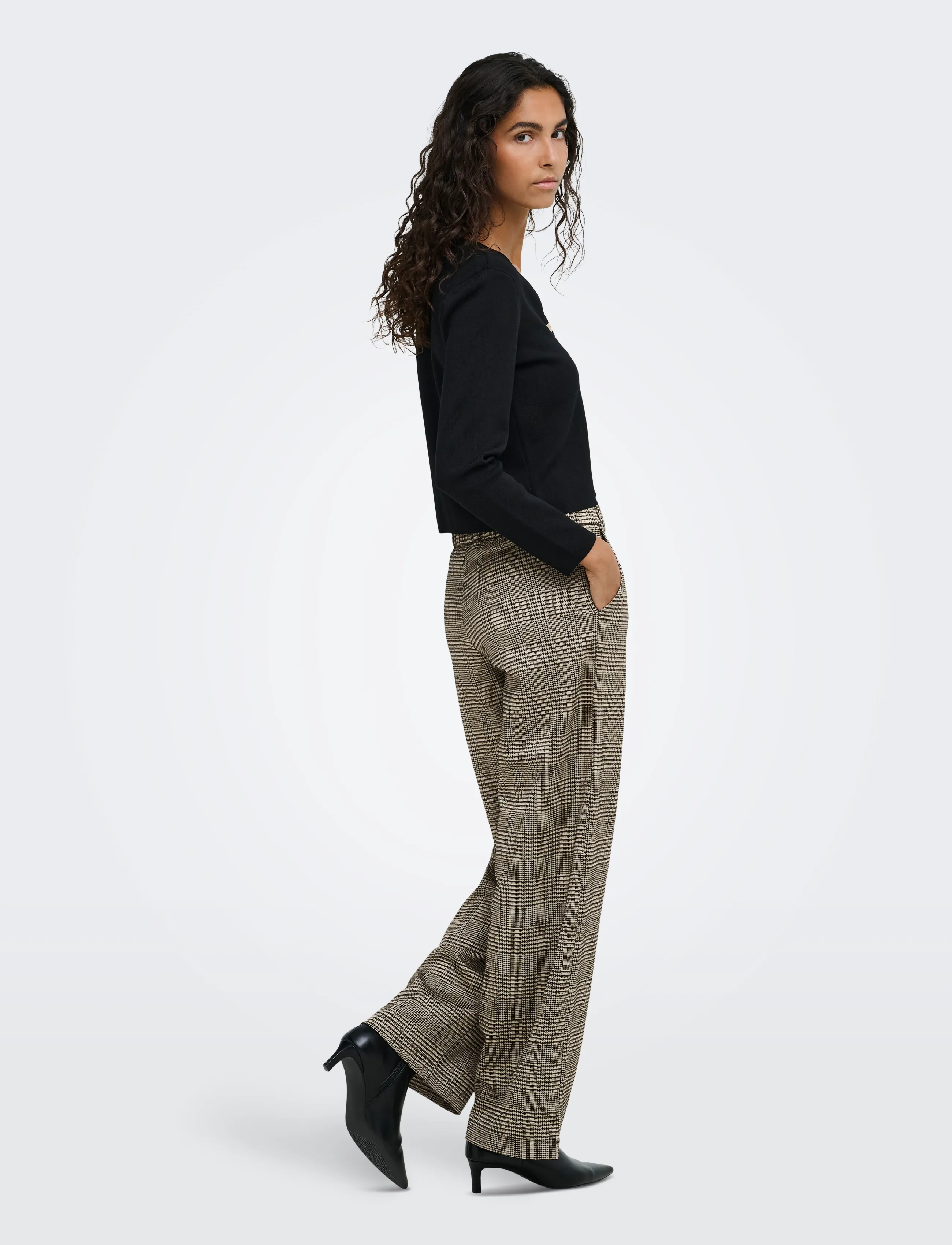 JDY - JDYGEGGO MIA LONG CHECK PANT JRS NOOS - festmode zu outlet-preisen - sandshell - 3