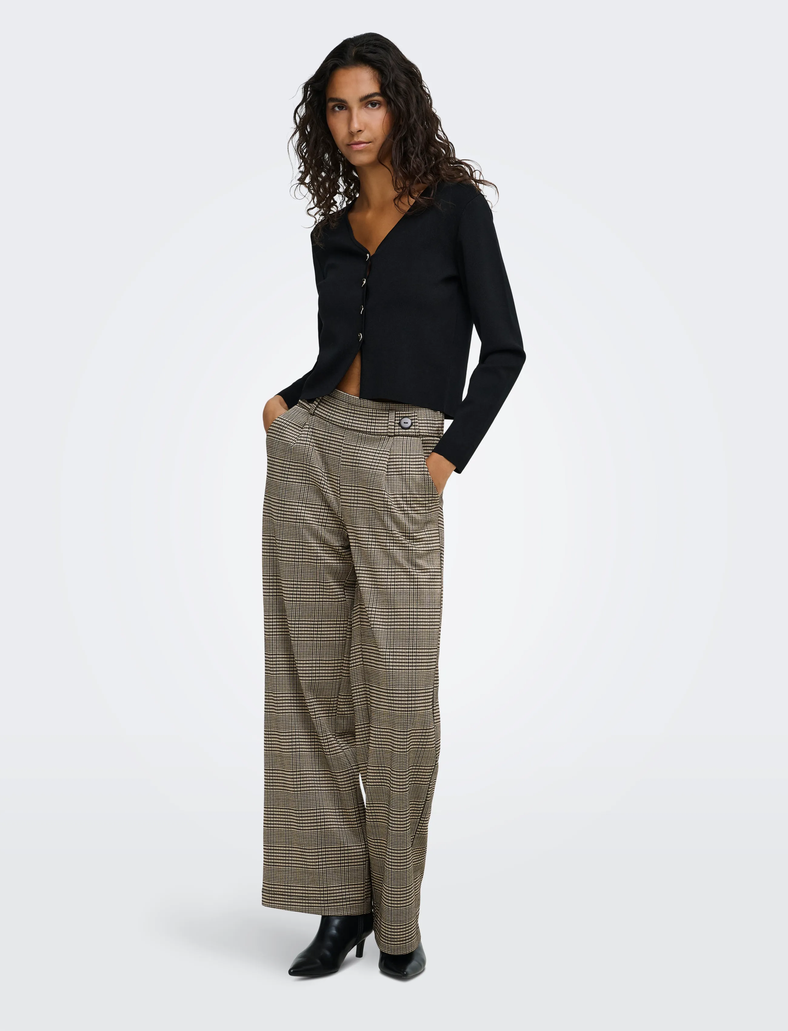 JDY - JDYGEGGO MIA LONG CHECK PANT JRS NOOS - festmode zu outlet-preisen - sandshell - 4