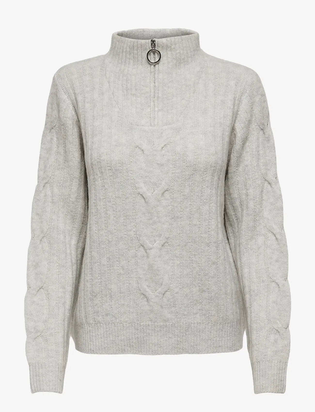 JDY - JDYANDREA L/S ZIP CABLE PULLOVE KNT NOOS - super light grey melange - 1