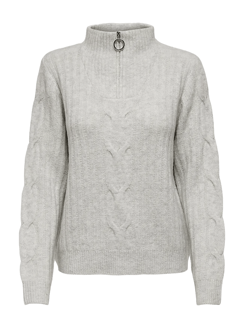 JDY - JDYANDREA L/S ZIP CABLE PULLOVE KNT NOOS - super light grey melange - 1