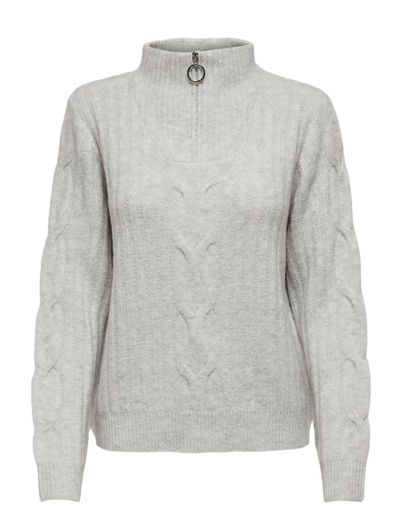 JDY - JDYANDREA L/S ZIP CABLE PULLOVE KNT NOOS - super light grey melange - 1