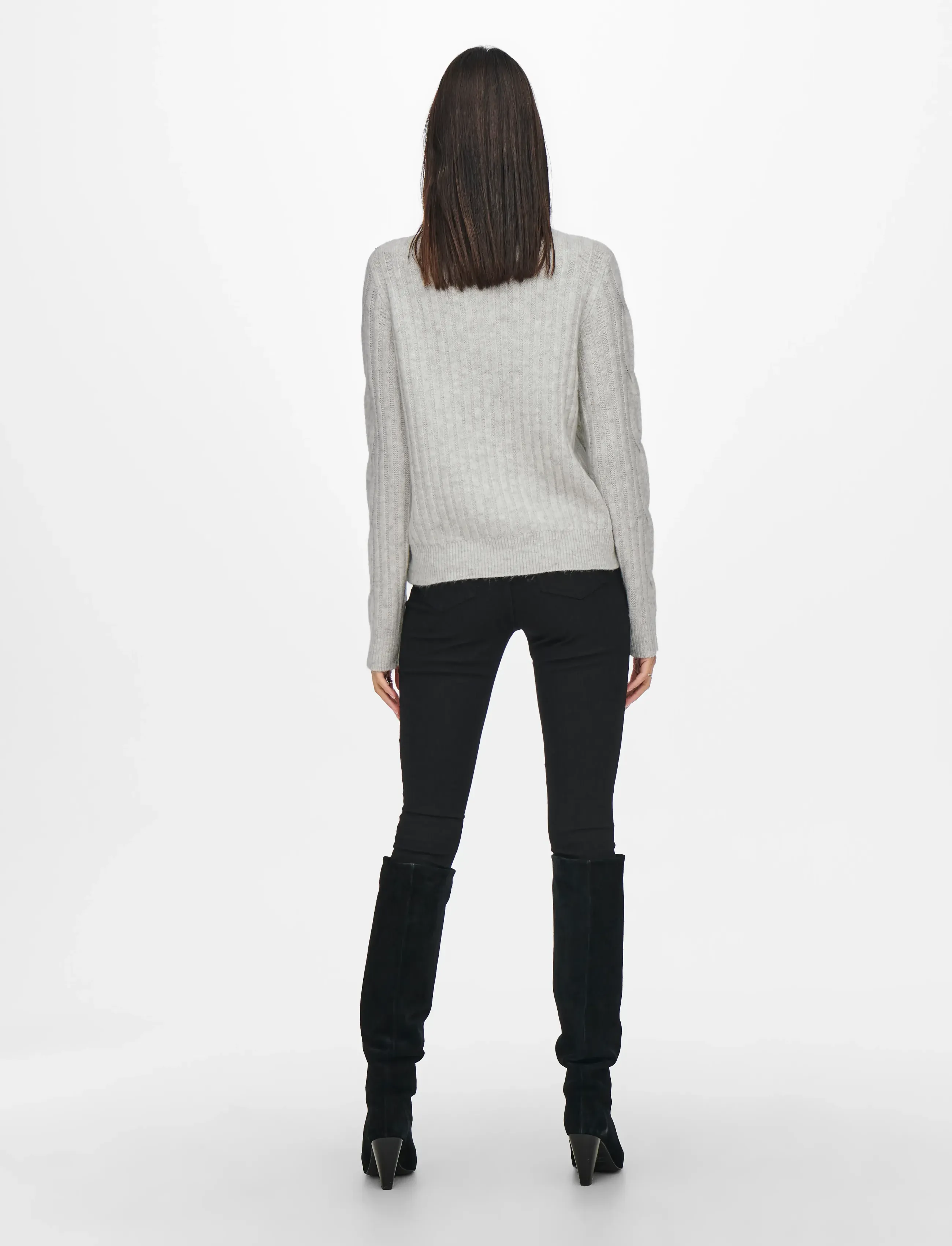 JDY - JDYANDREA L/S ZIP CABLE PULLOVE KNT NOOS - super light grey melange - 3
