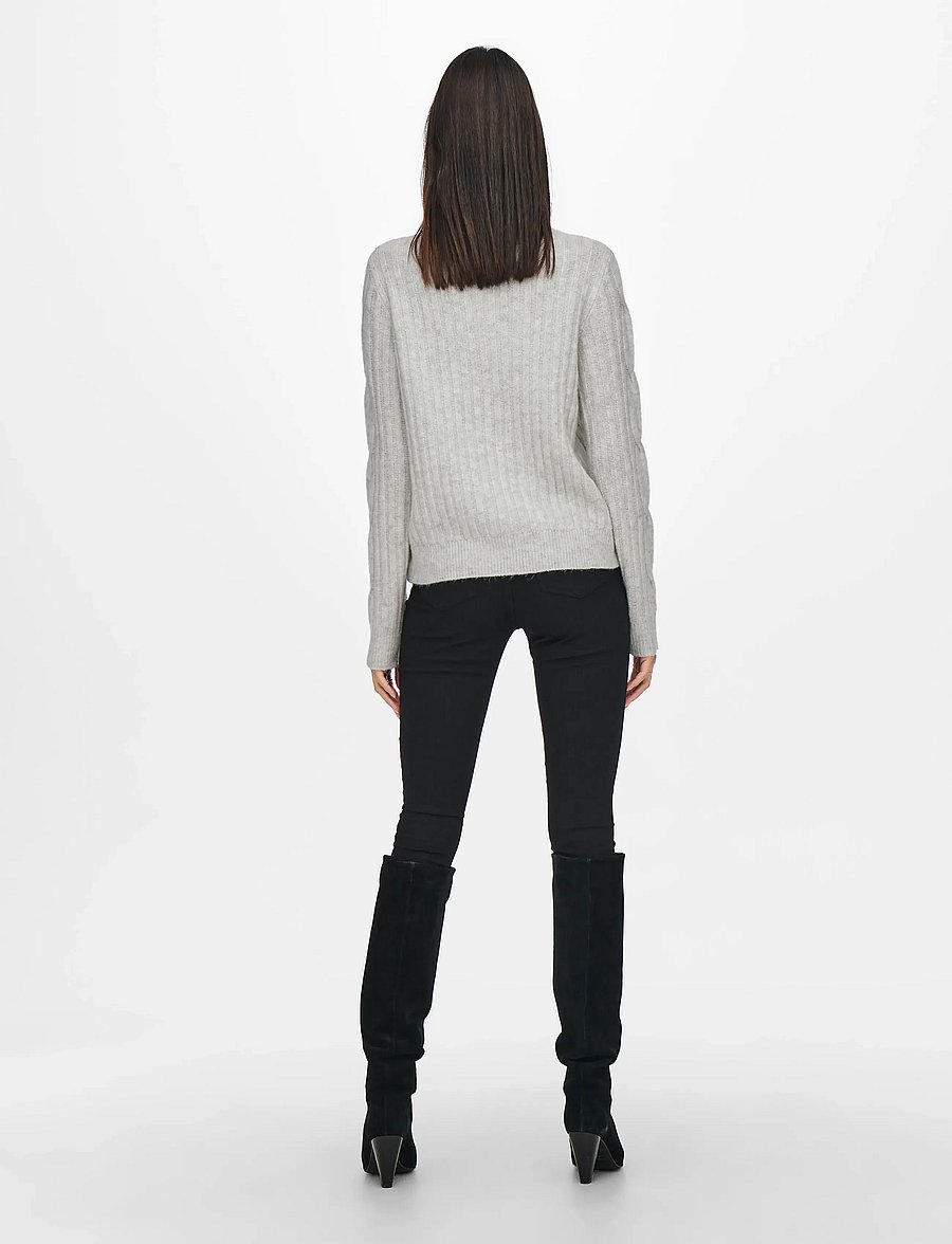 JDY - JDYANDREA L/S ZIP CABLE PULLOVE KNT NOOS - super light grey melange - 3