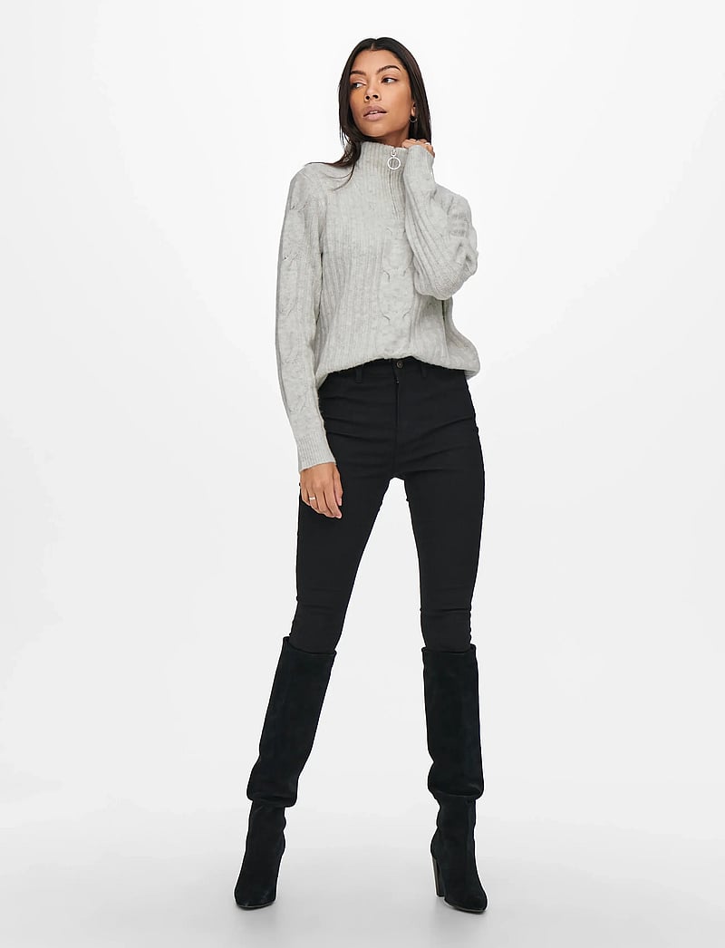 JDY - JDYANDREA L/S ZIP CABLE PULLOVE KNT NOOS - super light grey melange - 4