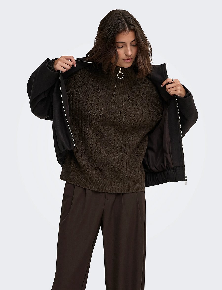 JDY - JDYANDREA L/S ZIP CABLE PULLOVE KNT NOOS - pullover - coffee bean - 0