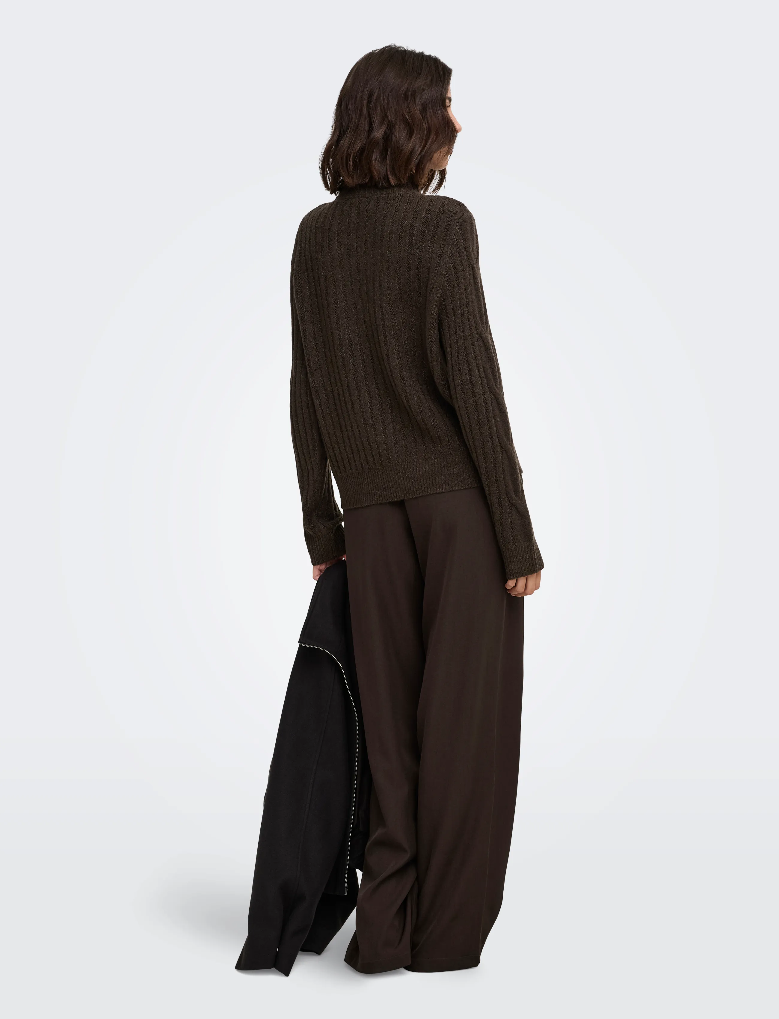 JDY - JDYANDREA L/S ZIP CABLE PULLOVE KNT NOOS - pullover - coffee bean - 3