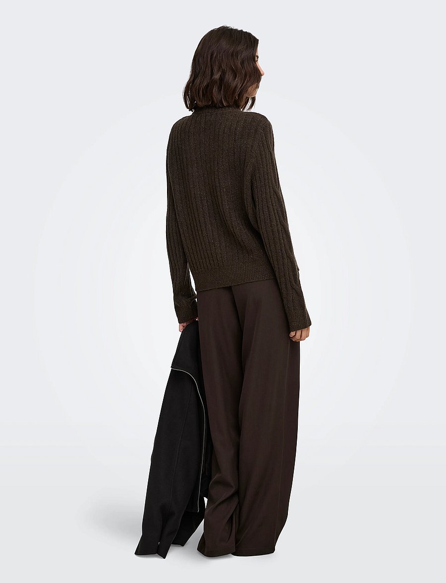 JDY - JDYANDREA L/S ZIP CABLE PULLOVE KNT NOOS - pullover - coffee bean - 3