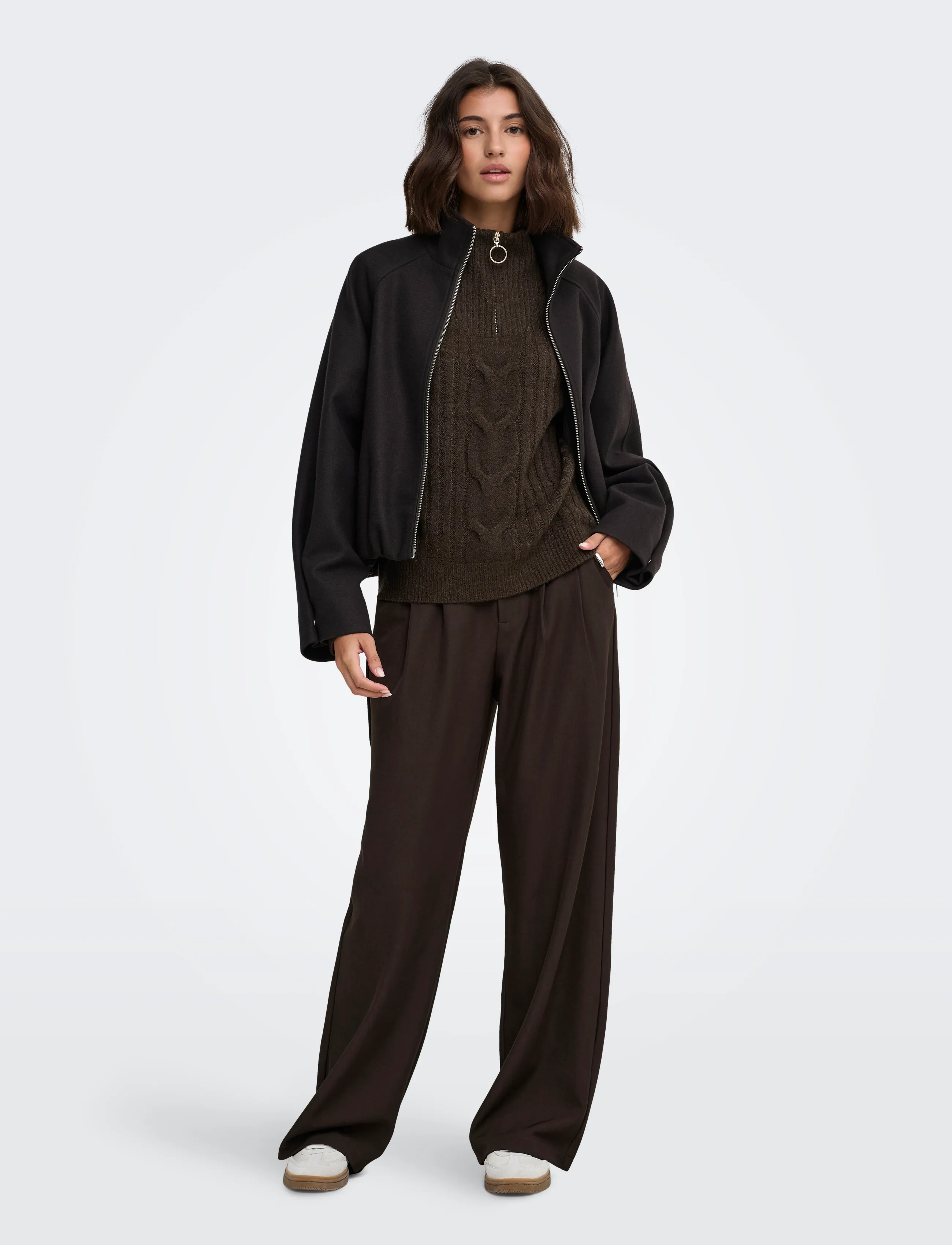 JDY - JDYANDREA L/S ZIP CABLE PULLOVE KNT NOOS - pullover - coffee bean - 4