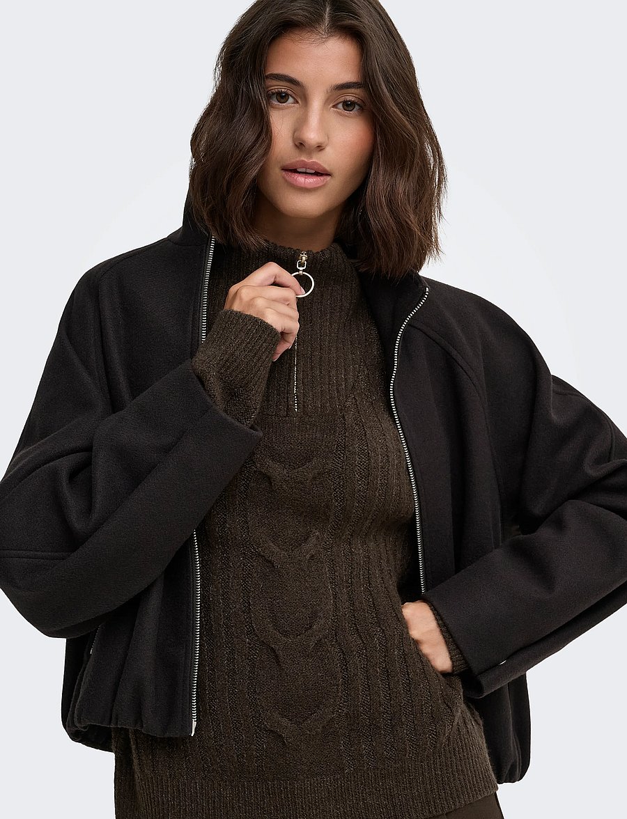JDY - JDYANDREA L/S ZIP CABLE PULLOVE KNT NOOS - pullover - coffee bean - 5