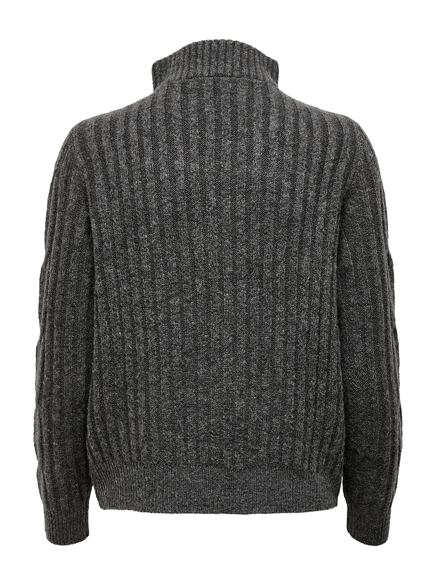 JDY - JDYANDREA L/S ZIP CABLE PULLOVE KNT NOOS - kampsunid - dark grey melange - 2