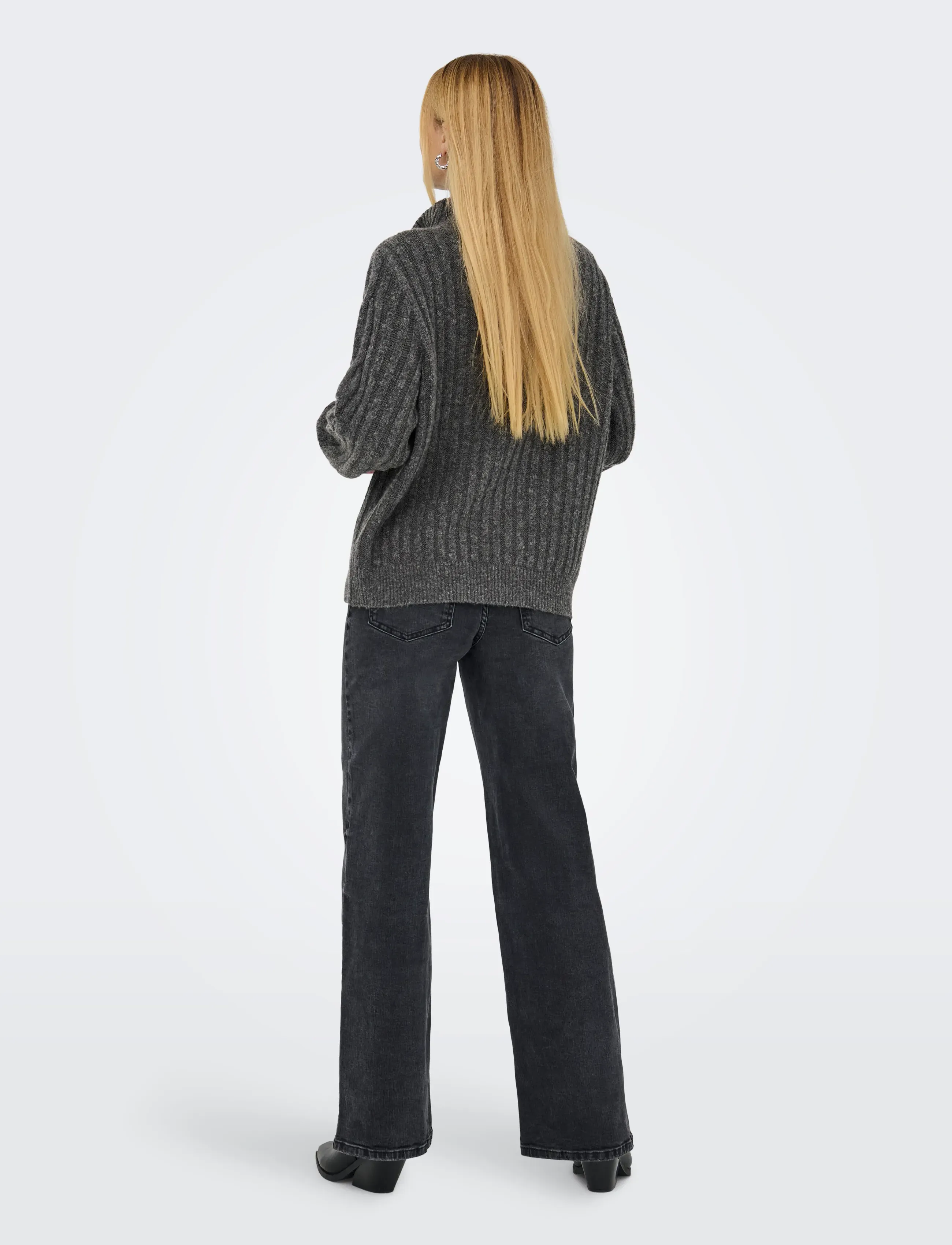 JDY - JDYANDREA L/S ZIP CABLE PULLOVE KNT NOOS - herbstliche kleidung - dark grey melange - 3
