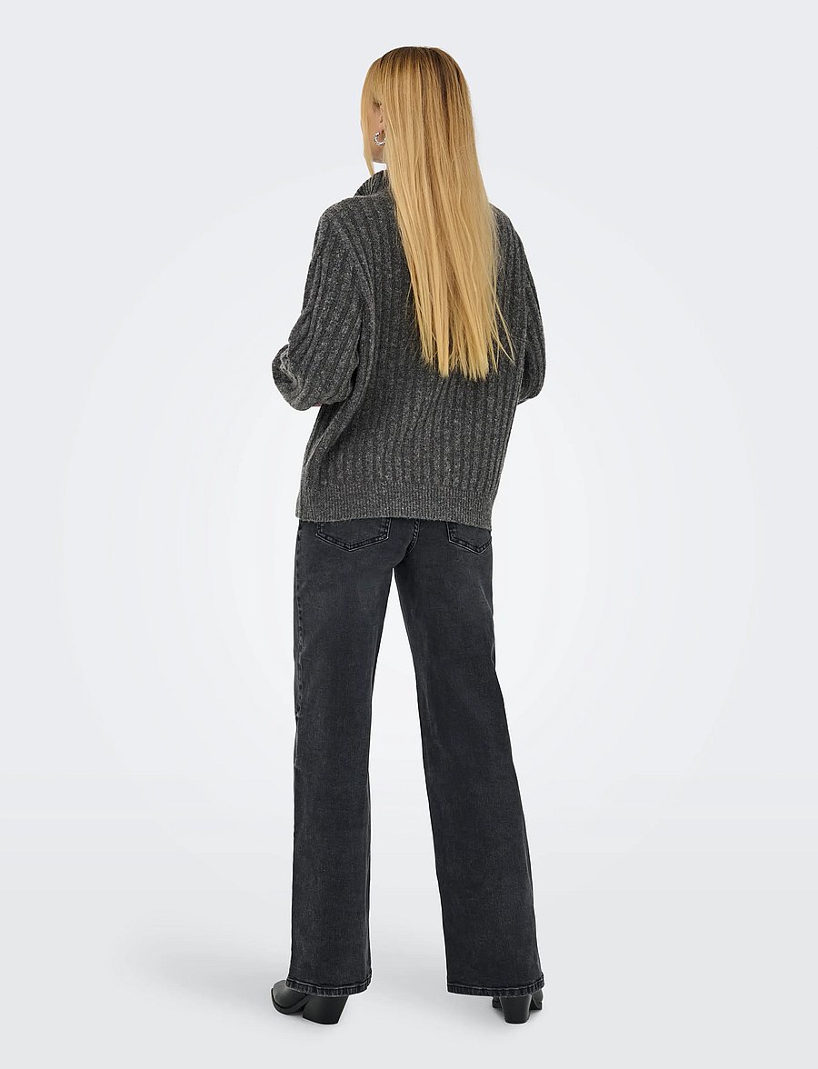 JDY - JDYANDREA L/S ZIP CABLE PULLOVE KNT NOOS - kampsunid - dark grey melange - 3