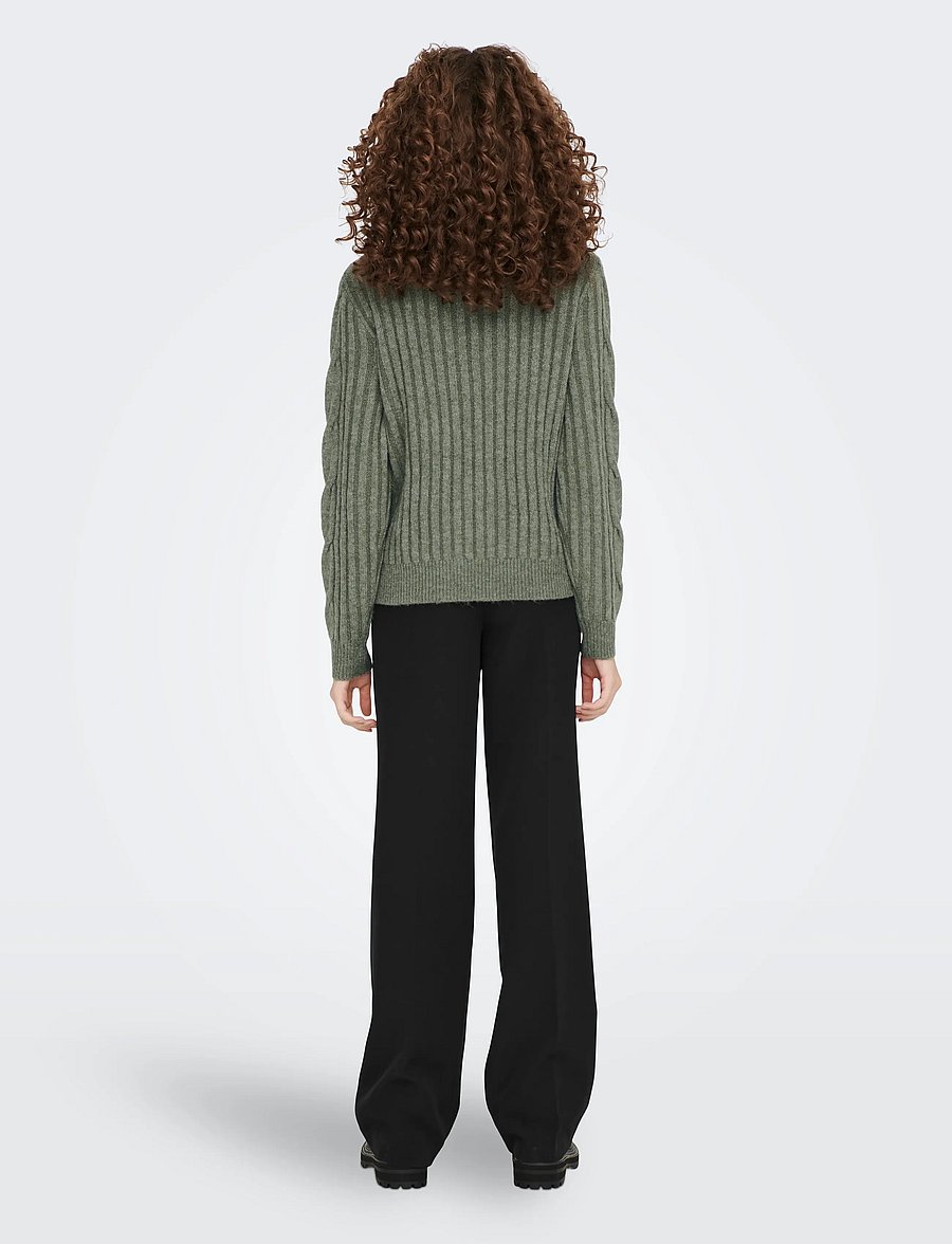 JDY - JDYANDREA L/S ZIP CABLE PULLOVE KNT NOOS - striktrøjer - kalamata - 3