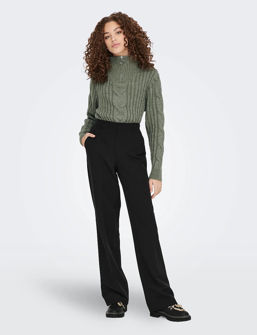 JDY - JDYANDREA L/S ZIP CABLE PULLOVE KNT NOOS - striktrøjer - kalamata - 4