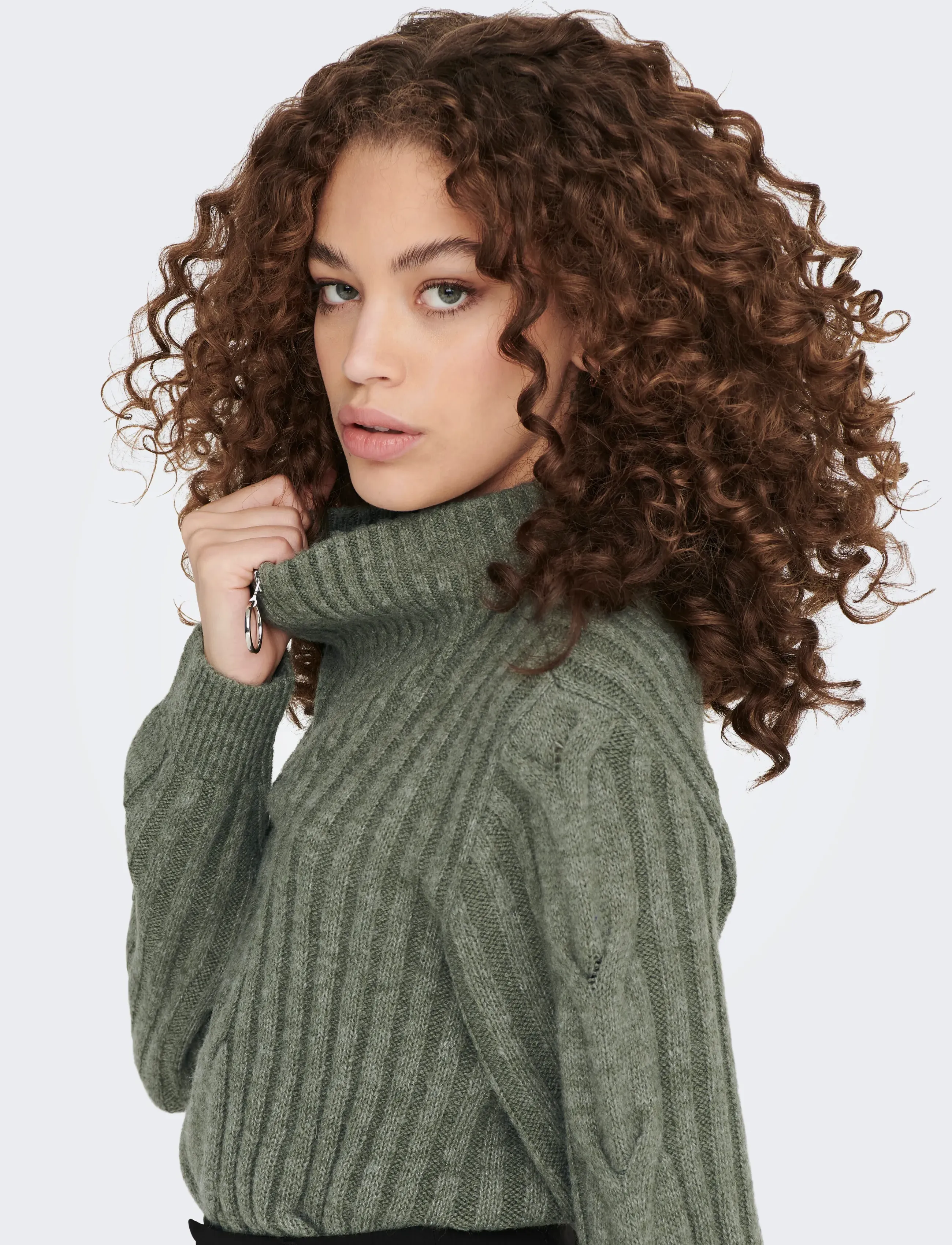 JDY - JDYANDREA L/S ZIP CABLE PULLOVE KNT NOOS - striktrøjer - kalamata - 5