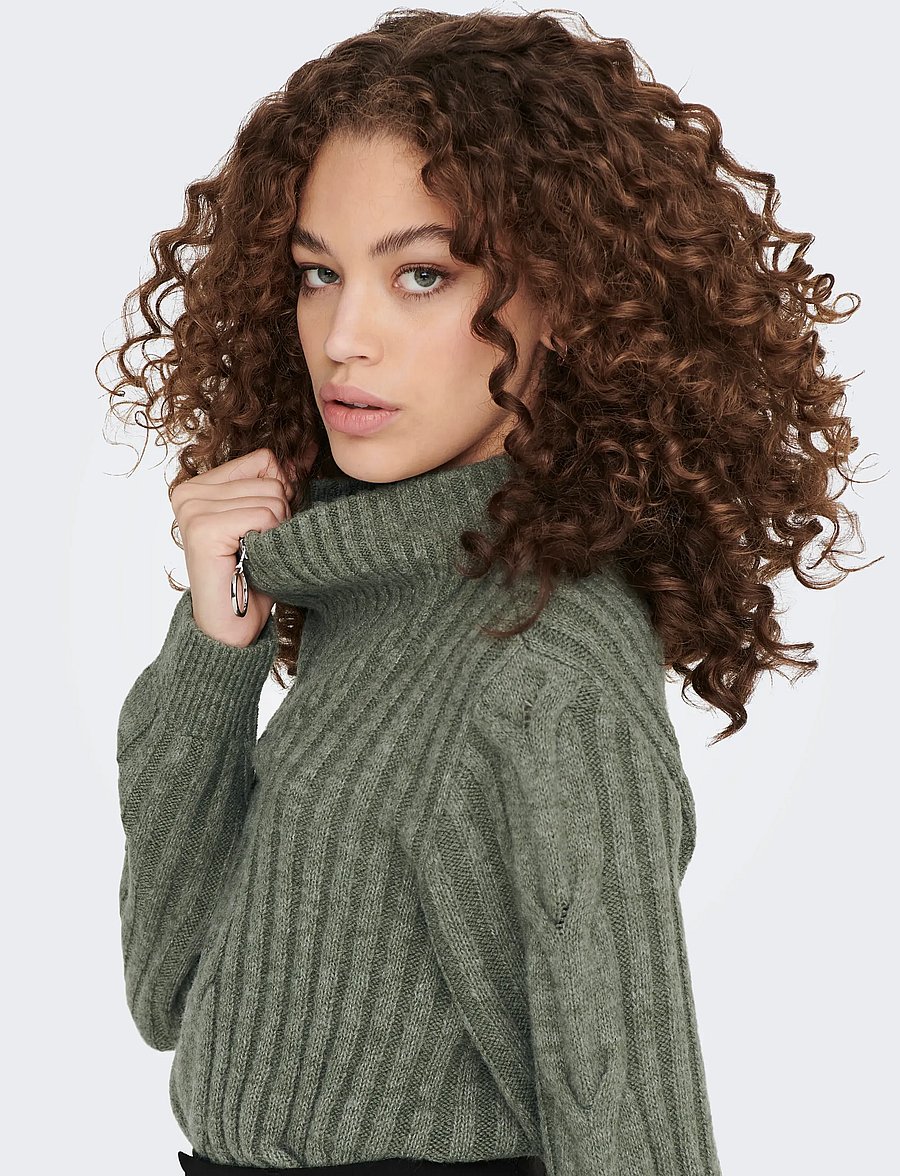 JDY - JDYANDREA L/S ZIP CABLE PULLOVE KNT NOOS - striktrøjer - kalamata - 5