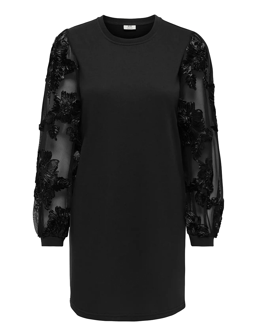 JDY - JDYFAIRVIEW LIFE L/S SWEAT DRESS JRS - kurze kleider - black - 1