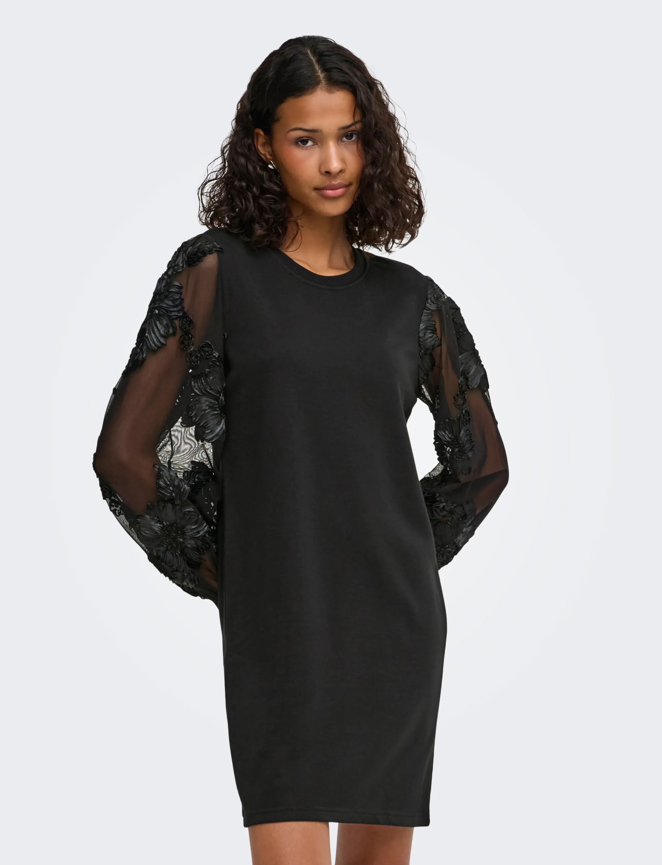 JDY JDYFAIRVIEW LIFE L/S SWEAT DRESS JRS - JDY - BLACK / black