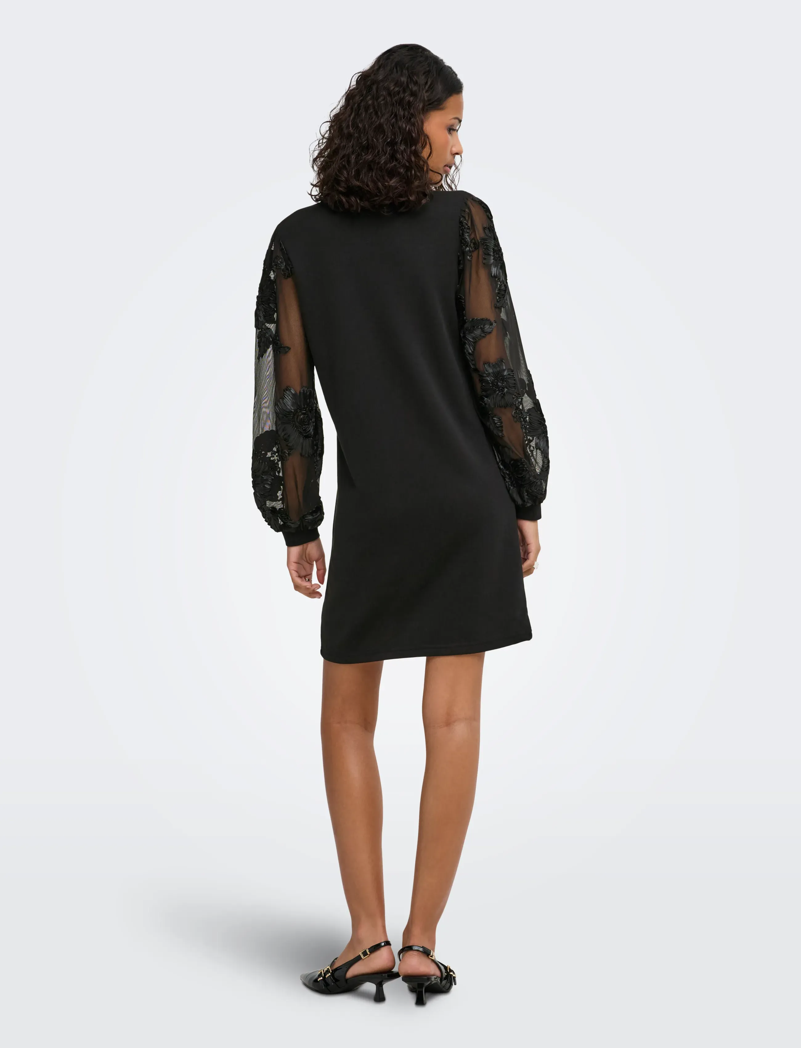 JDY - JDYFAIRVIEW LIFE L/S SWEAT DRESS JRS - kurze kleider - black - 3