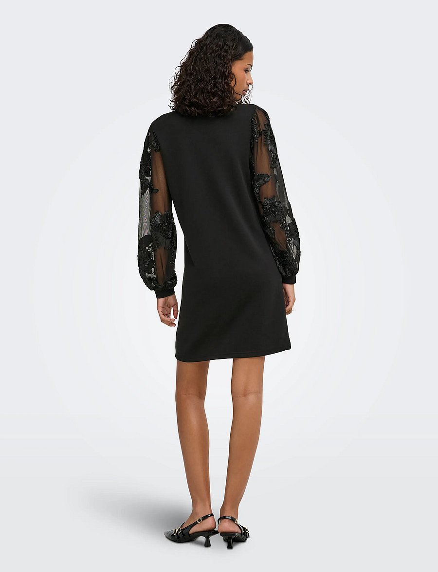 JDY - JDYFAIRVIEW LIFE L/S SWEAT DRESS JRS - kurze kleider - black - 3