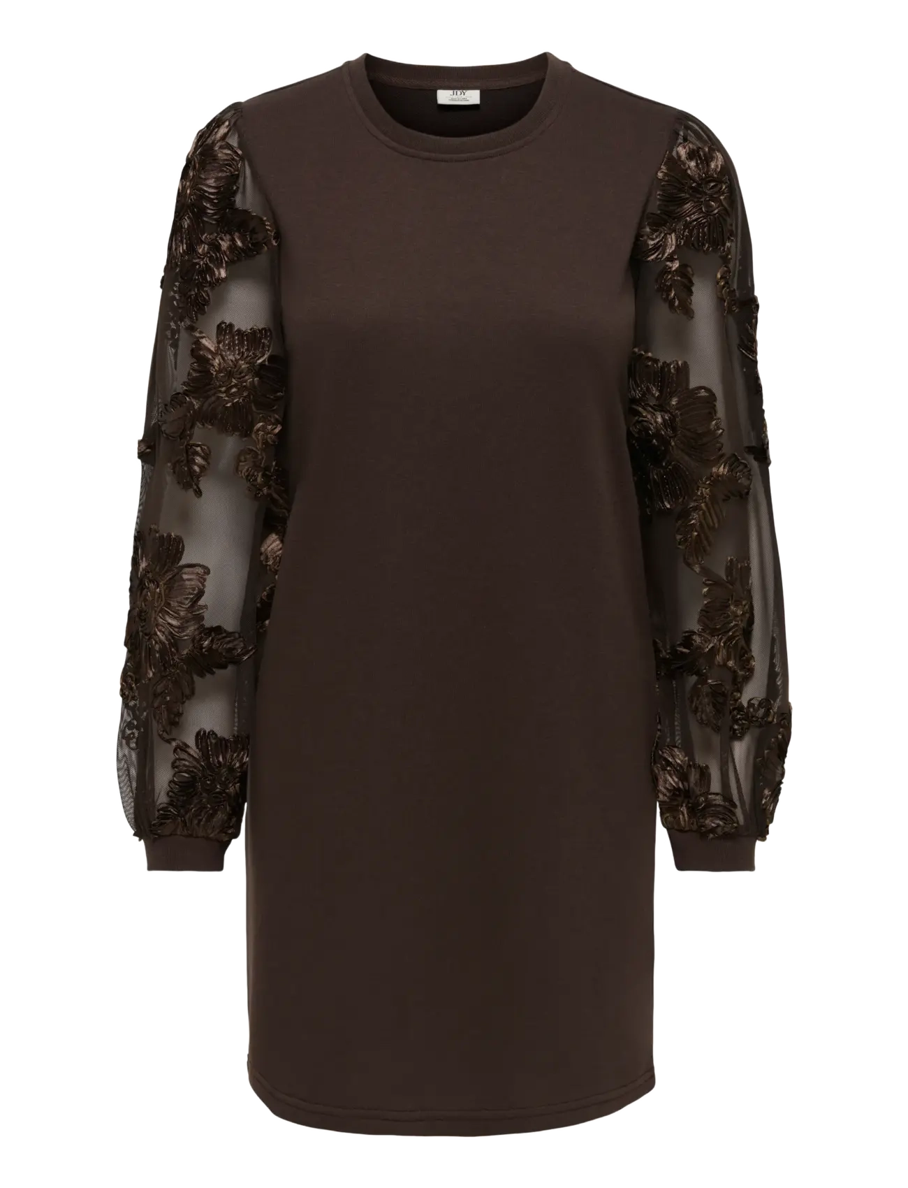 JDY - JDYFAIRVIEW LIFE L/S SWEAT DRESS JRS - kurze kleider - coffee bean - 1