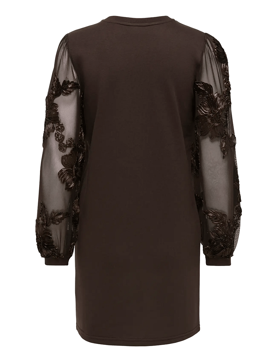 JDY - JDYFAIRVIEW LIFE L/S SWEAT DRESS JRS - kurze kleider - coffee bean - 2