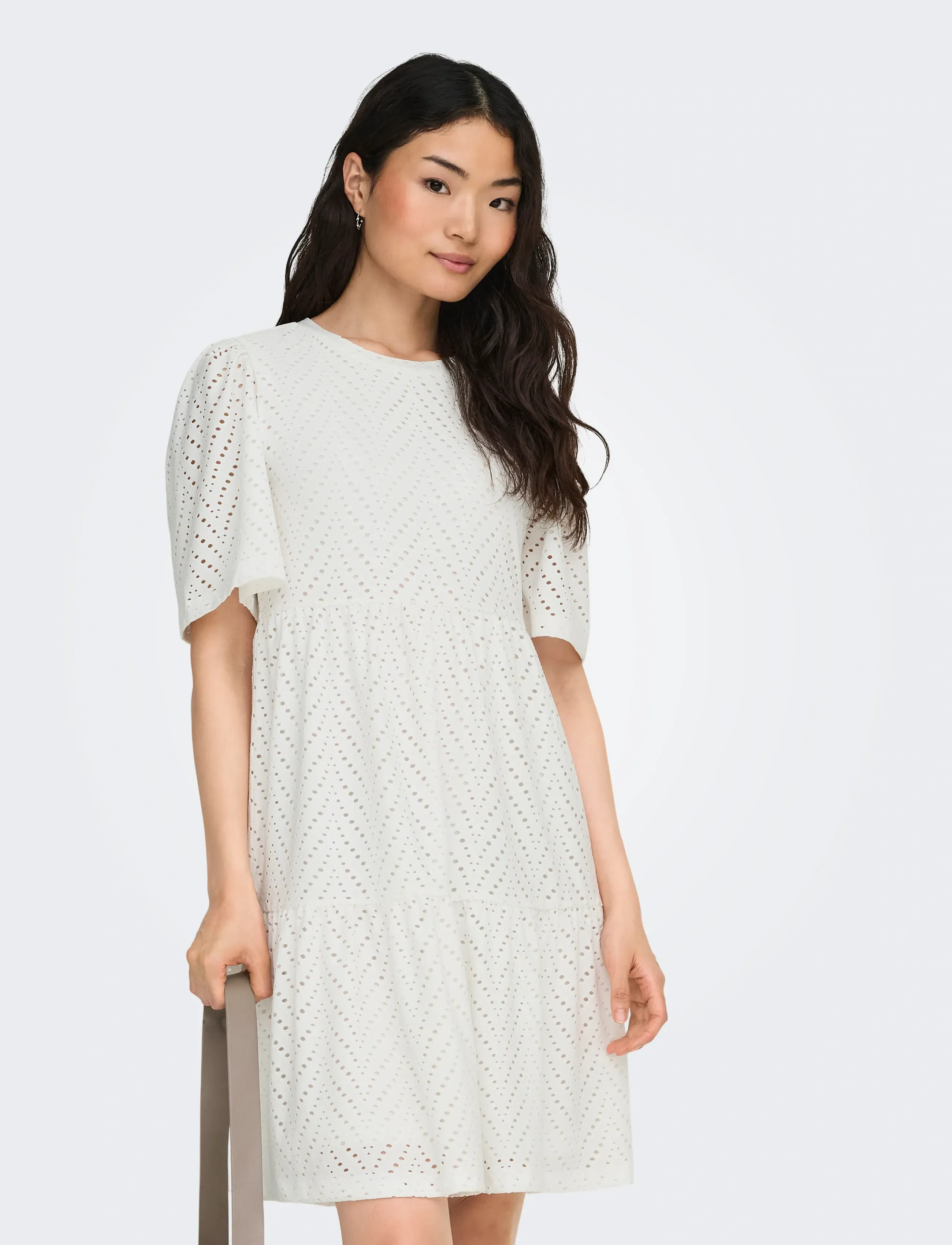 JDY JDYCARLA CATHINKA S/S DRESS JRS NOOS - Kleidid - CLOUD DANCER / white
