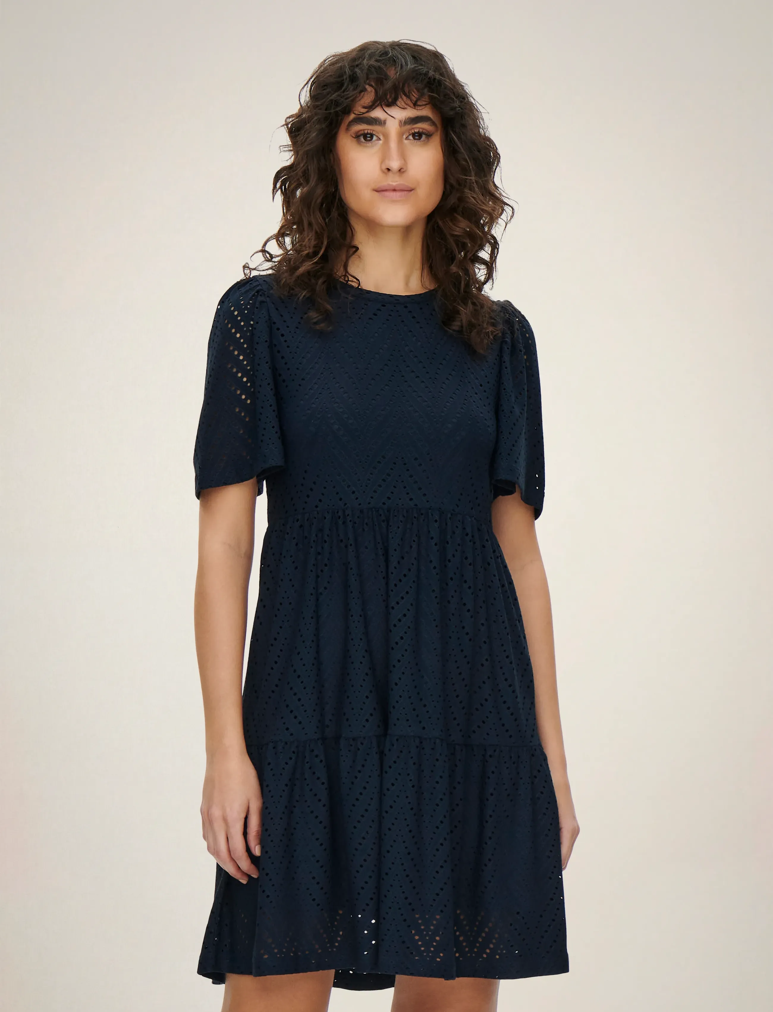 JDY carla Cathinka S/S Dress Jrs Noos, M, Dresses, Marineblau - Short Dress, Frauen