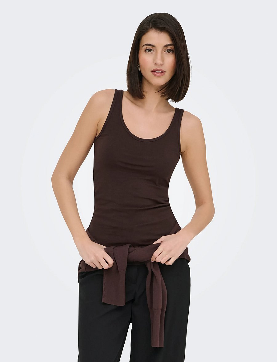 JDY - JDYAVA S/L TANK TOP 180 JRS NOOS - Ärmellose tops - black coffee - 0