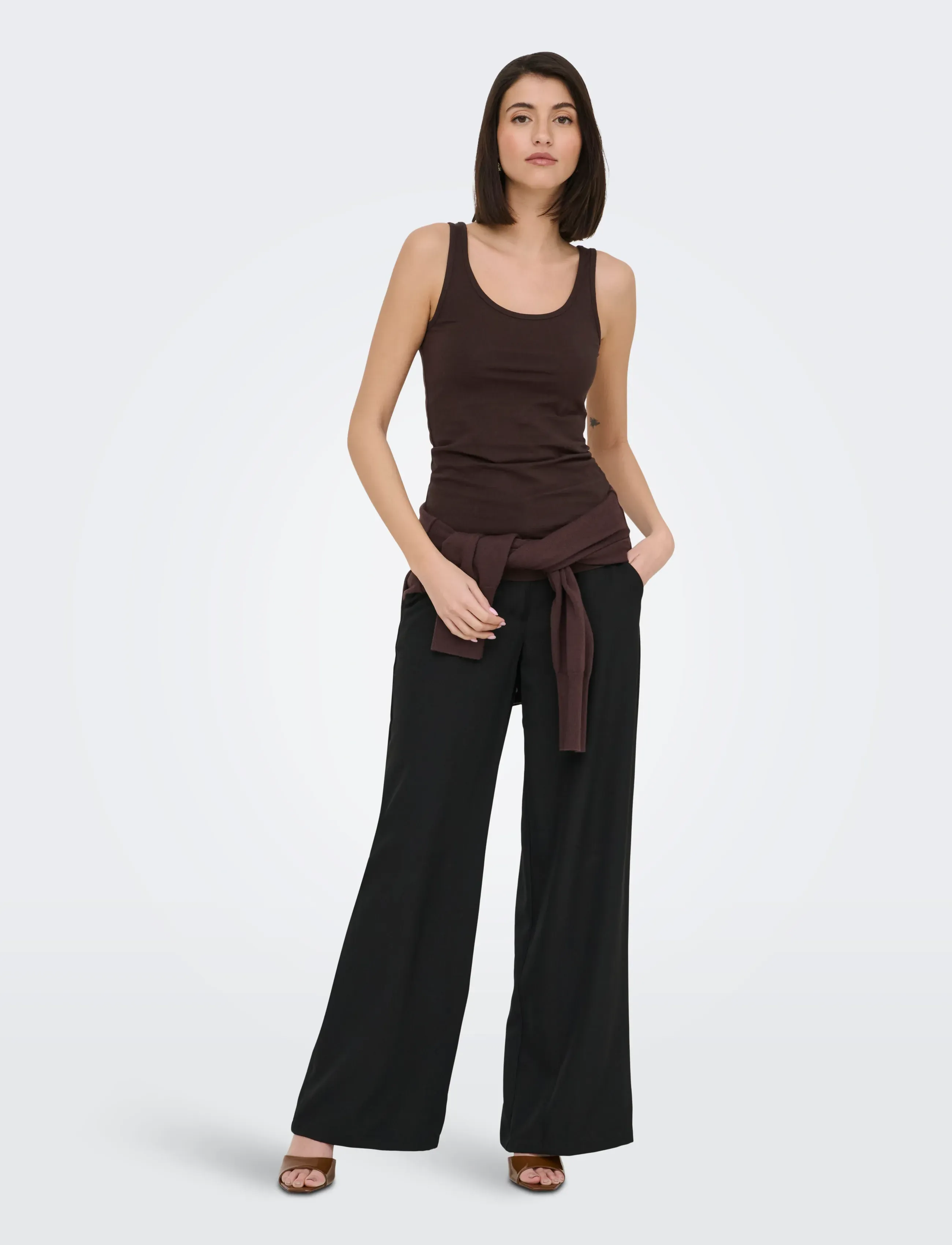 JDY - JDYAVA S/L TANK TOP 180 JRS NOOS - Ärmellose tops - black coffee - 4