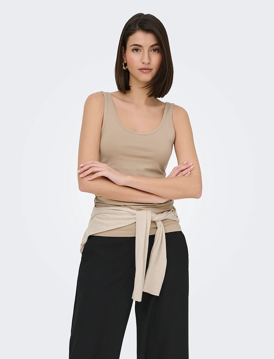 JDY - JDYAVA S/L TANK TOP 180 JRS NOOS - linnen - humus - 0