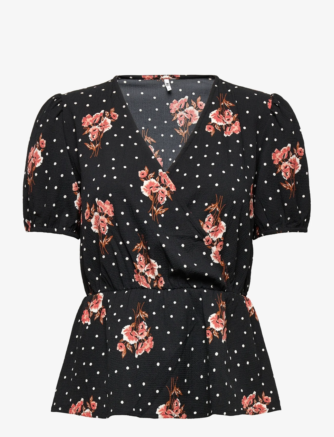 Jacqueline de Yong - JDYRYSS S/S V-NECK TOP WVN LO - short-sleeved blouses - black - 0