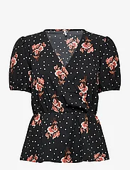 Jacqueline de Yong - JDYRYSS S/S V-NECK TOP WVN LO - short-sleeved blouses - black - 0