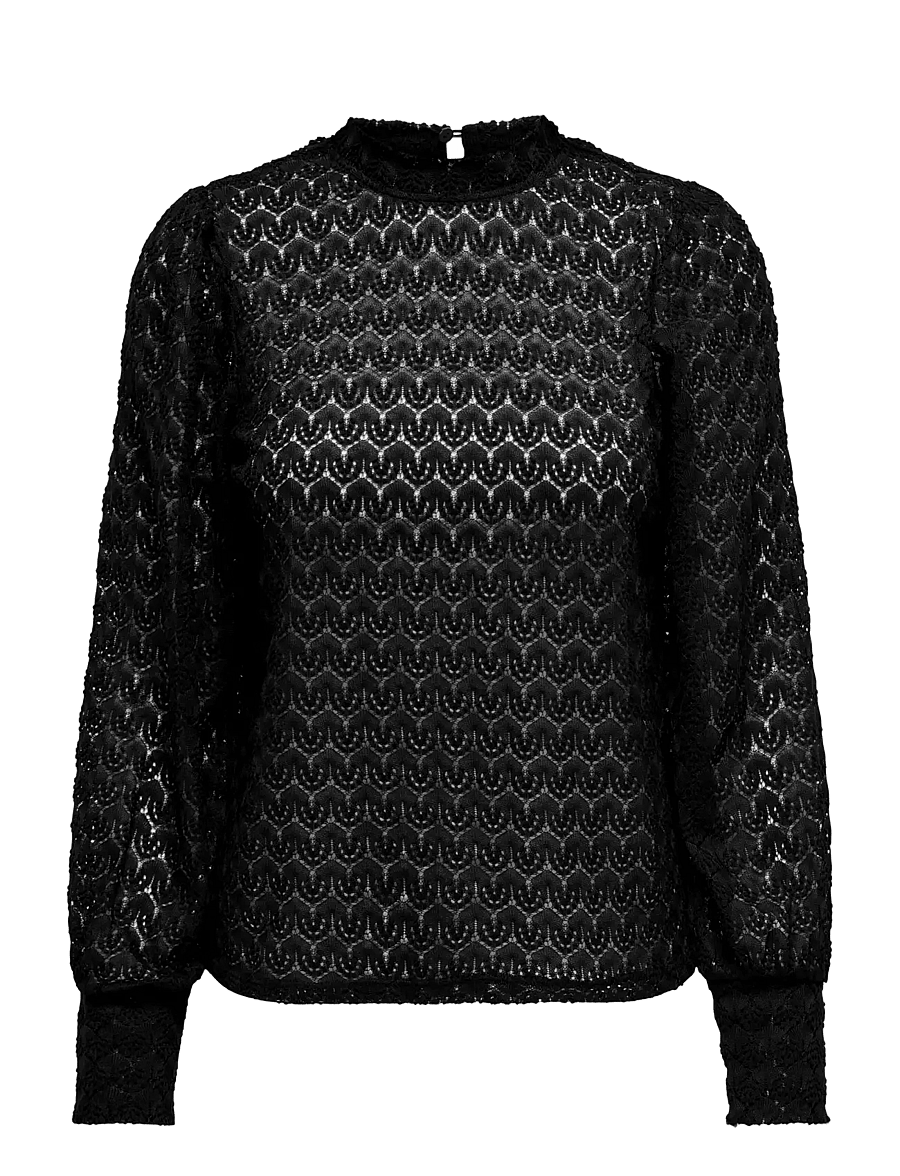 JDY - JDYAVERY L/S LACE TOP JRS NOOS - langärmelige blusen - black - 1