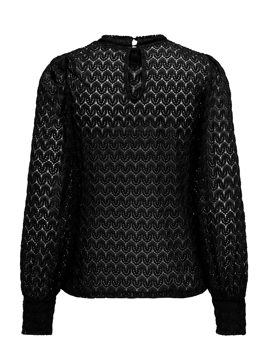 JDY - JDYAVERY L/S LACE TOP JRS NOOS - langärmelige blusen - black - 2