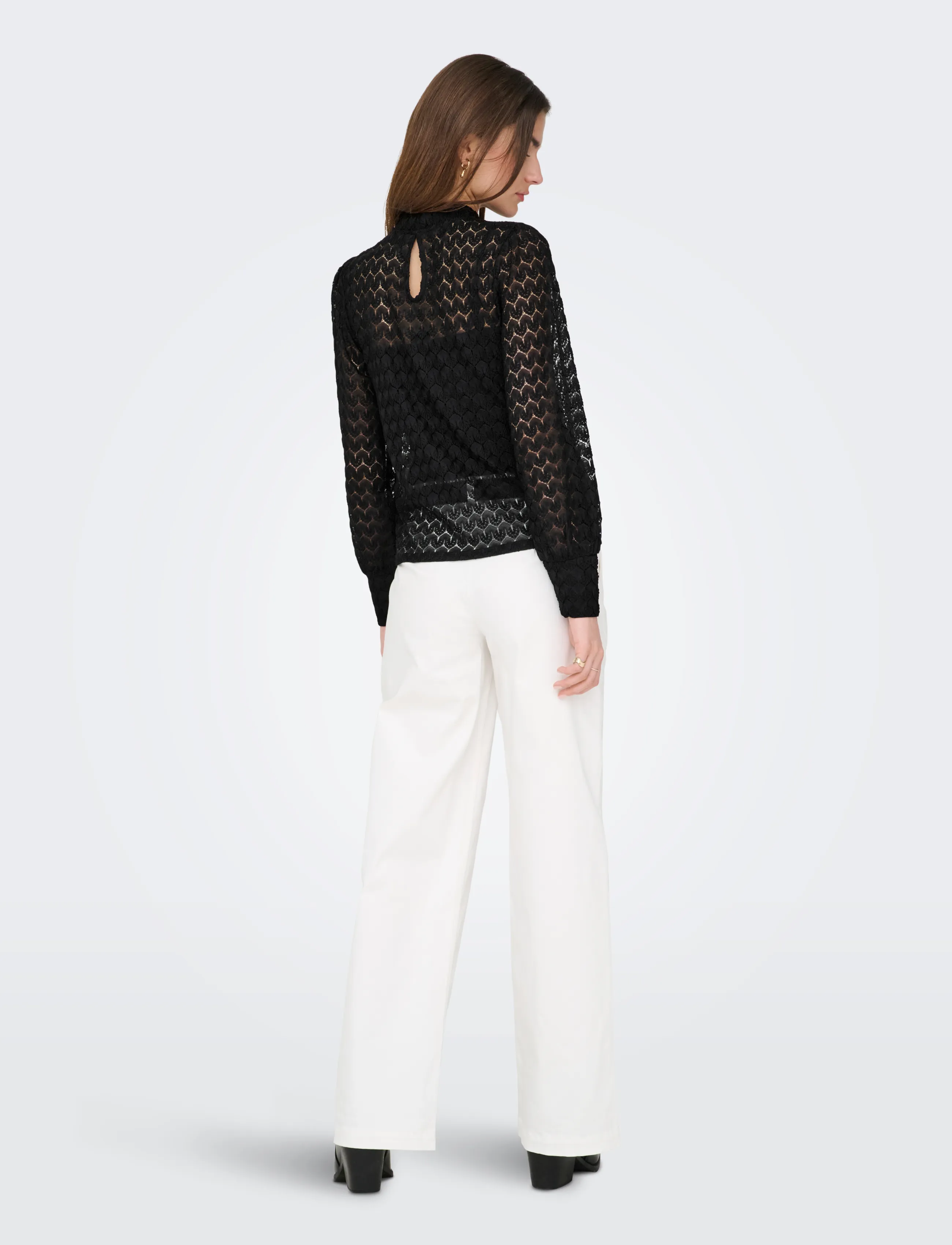 JDY - JDYAVERY L/S LACE TOP JRS NOOS - langærmede bluser - black - 3