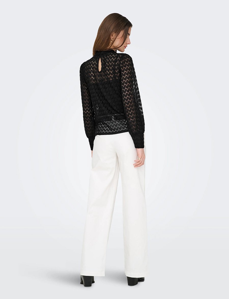 JDY - JDYAVERY L/S LACE TOP JRS NOOS - langärmelige blusen - black - 3