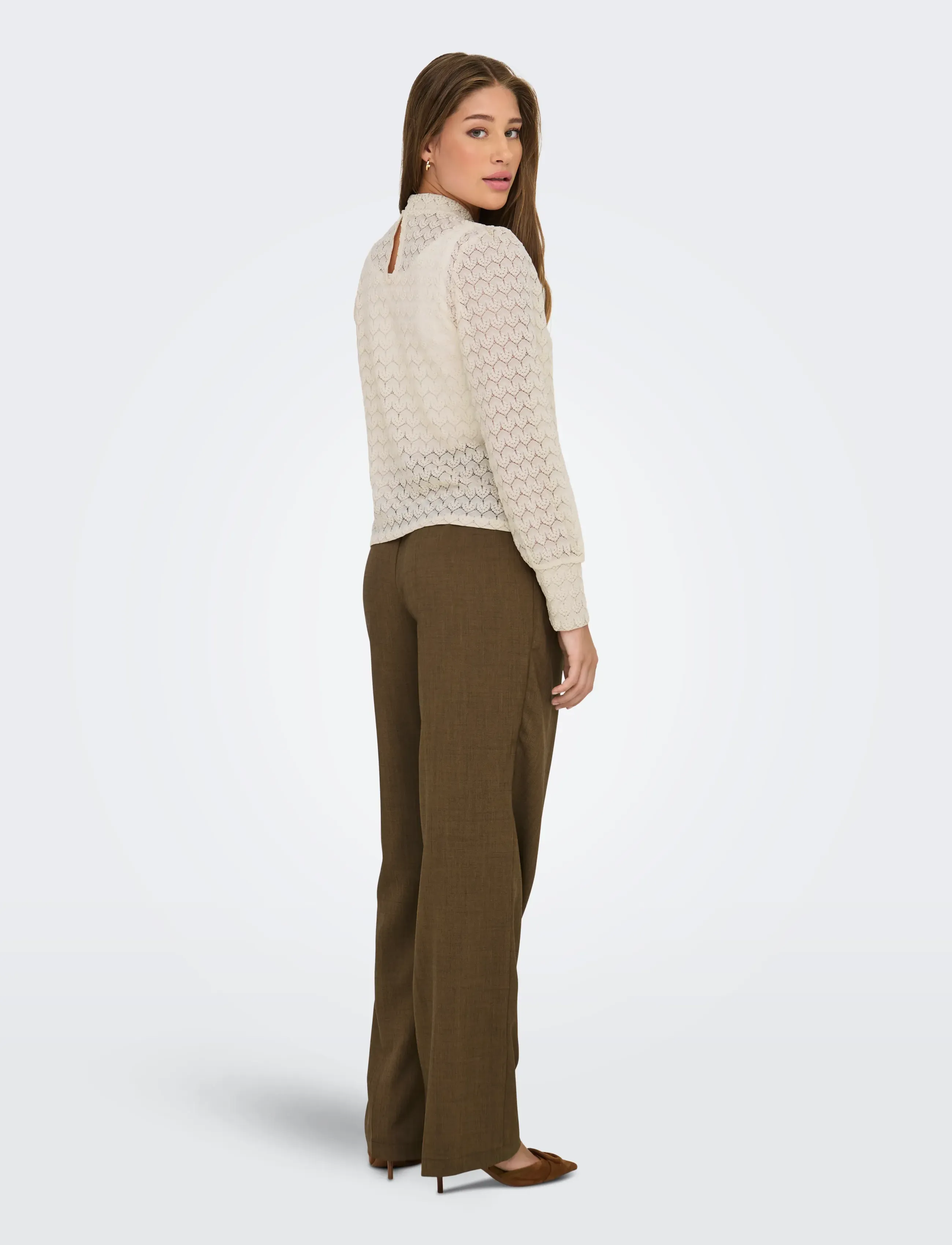 JDY - JDYAVERY L/S LACE TOP JRS NOOS - langærmede bluser - sandshell - 3
