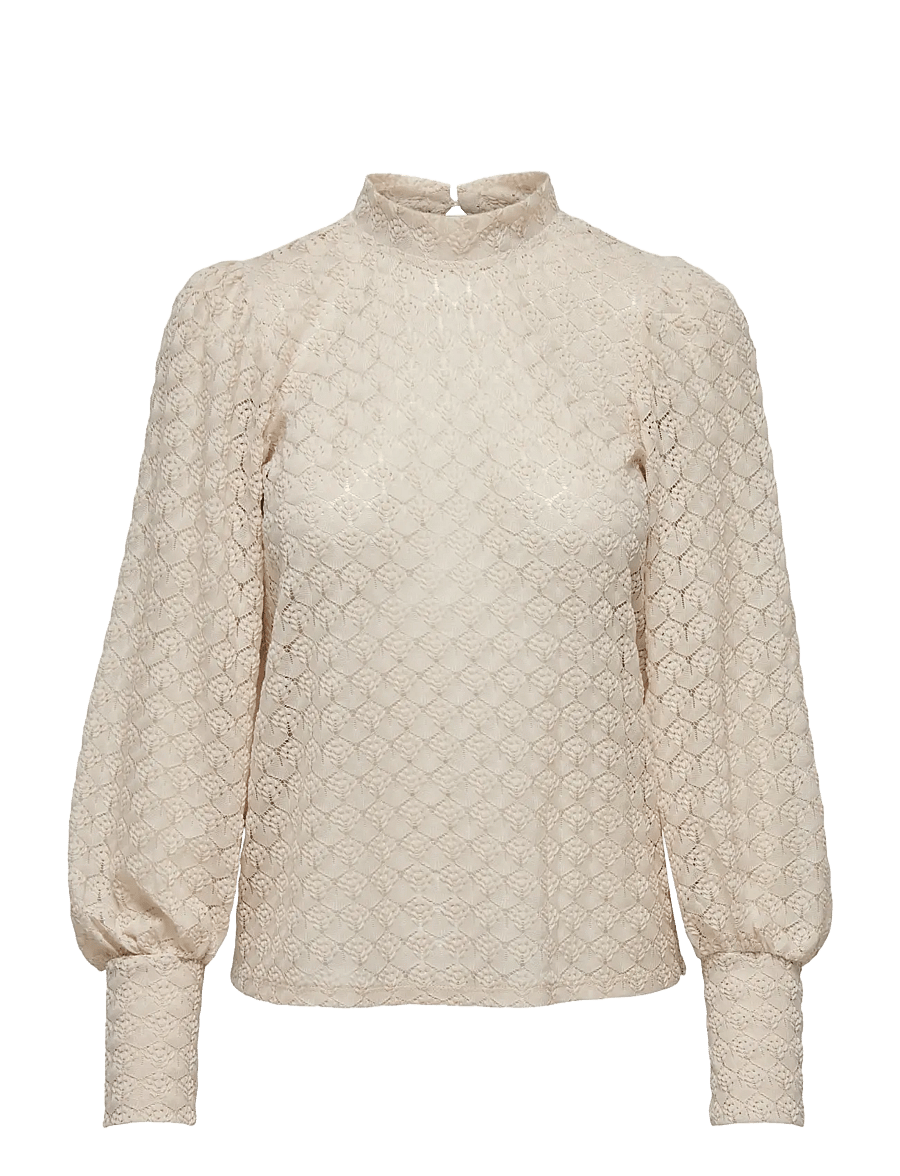 JDY - JDYAVERY L/S LACE TOP JRS NOOS - blūzes ar garām piedurknēm - sandshell - 1