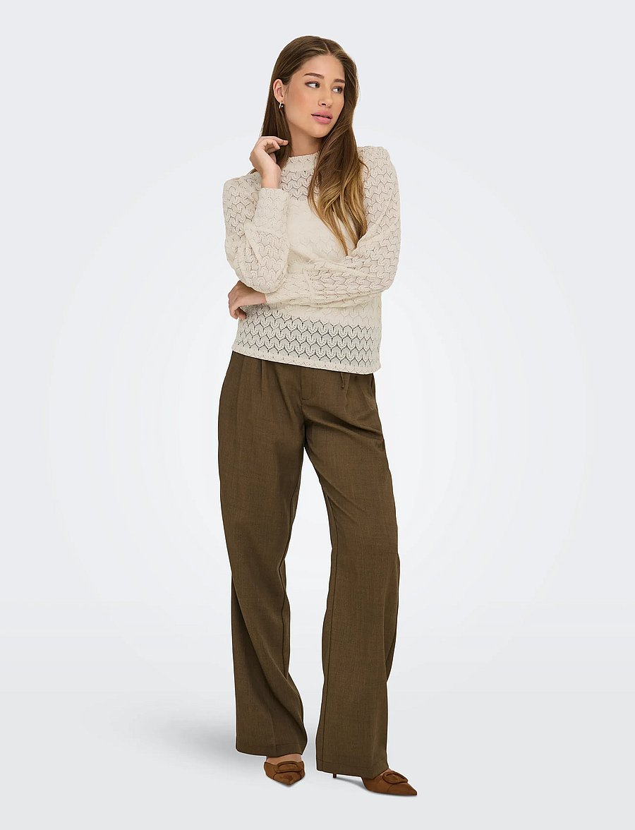 JDY - JDYAVERY L/S LACE TOP JRS NOOS - blūzes ar garām piedurknēm - sandshell - 4