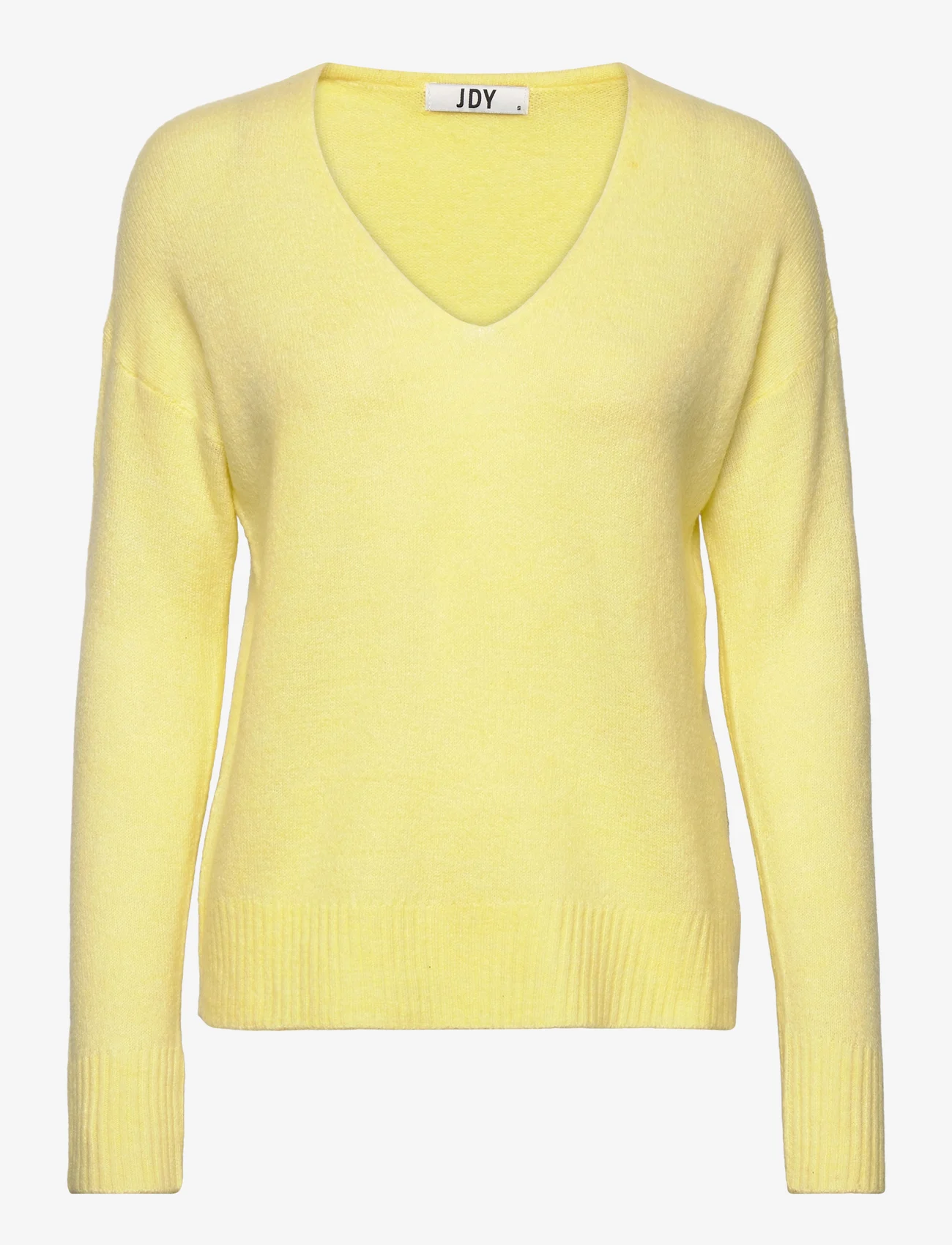 Jacqueline de Yong - JDYCHARLY L/S V-NECK PULLOVER KNT LO - lowest prices - yellow iris - 0