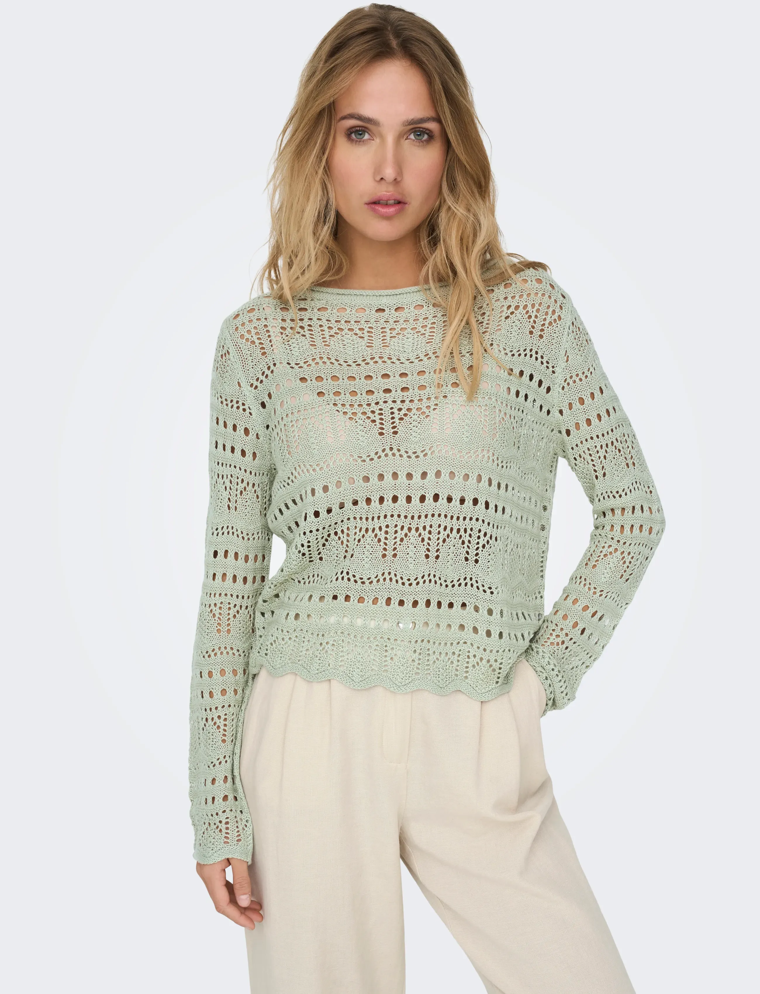 JDY - JDYSUN LAY L/S BOATNECK PULLOV. KNT NOOS - striktrøjer - desert sage - 5